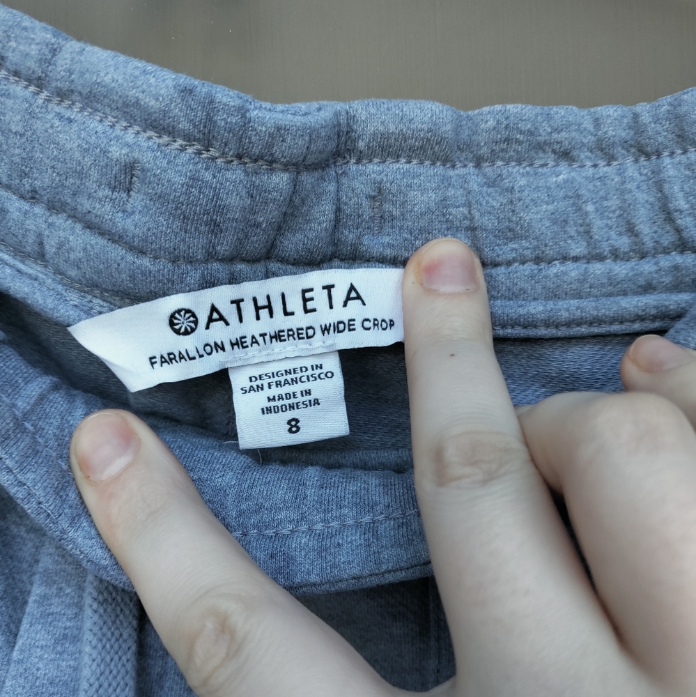 Athleta Farallon Heathered Light Blue Wide Leg Pants - Picture 5 of 8